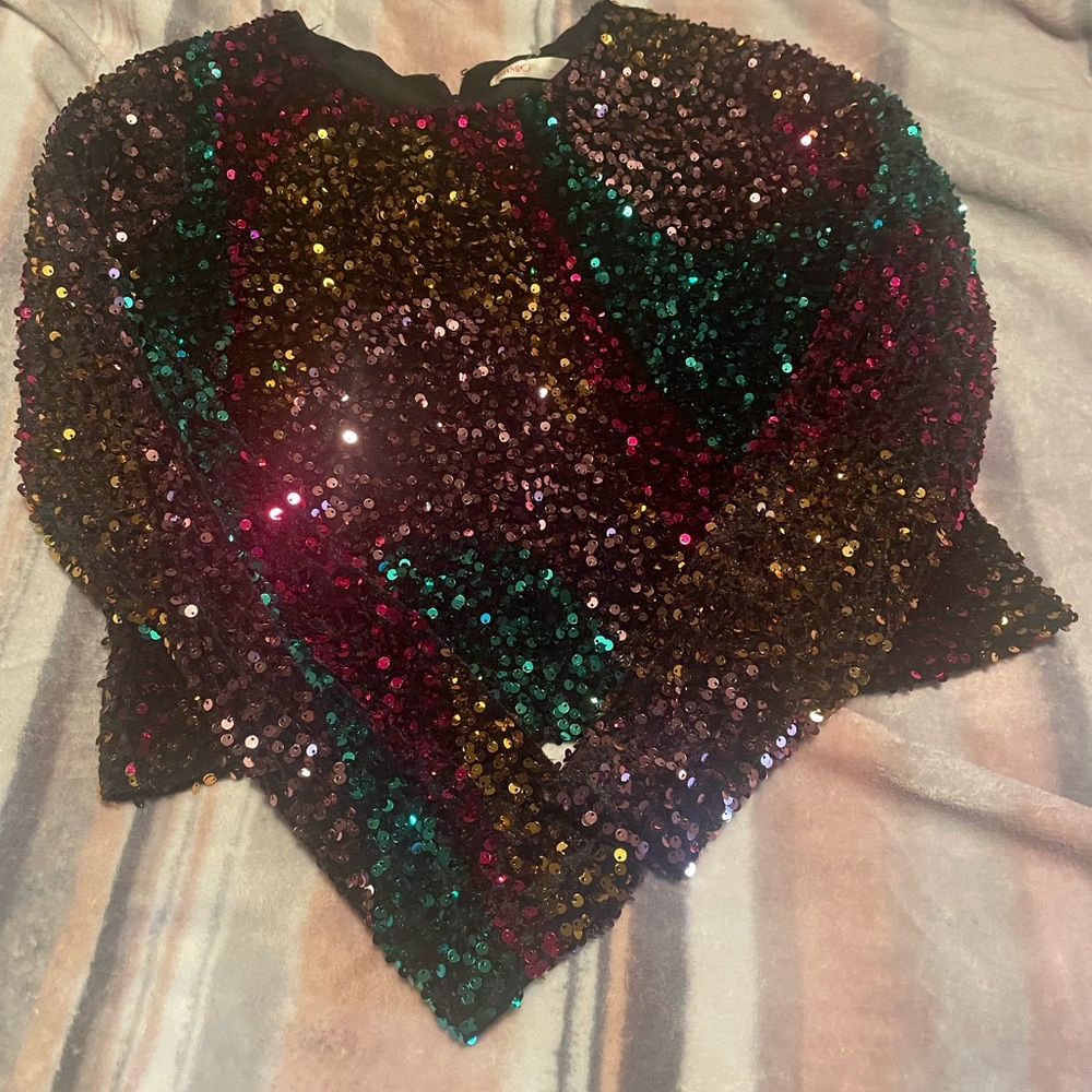 Vibrant Sequin Crop Top
